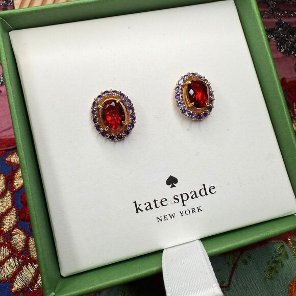 Kate Spade Victoria Earring Studs Red and Purple - Picture 4 of 14